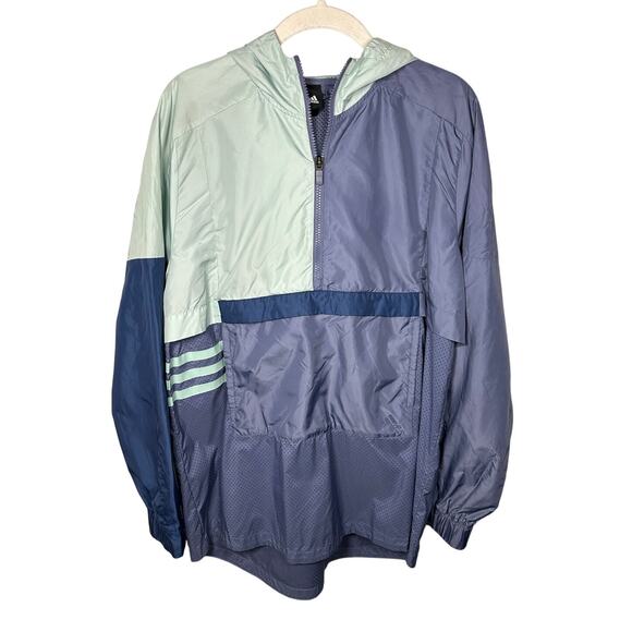 Adidas Multicolor Half Zip Pullover Windbreaker Anorak Rain Jacket Womens Medium - Picture 2 of 10